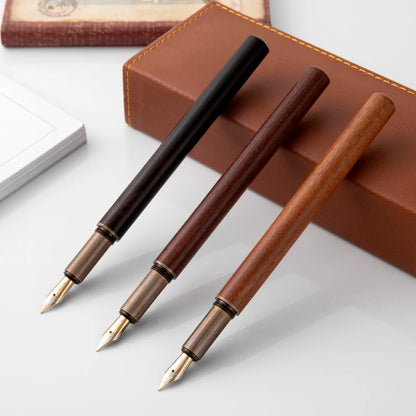 Luxury Retro Wood and Bronze Fountain Pen - 0.5mm Calligraphy Ink Pen for Business, Art, and School, Ideal Student Stationery Gift