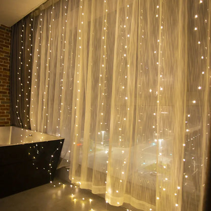 LED Curtain Garland String Lights with 8 Modes - USB Remote Control, Holiday Wedding Fairy Lights for Bedroom and Home Decoration