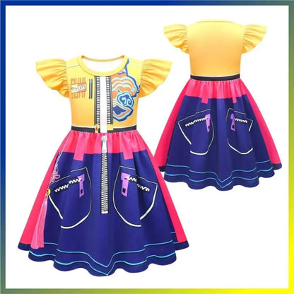Halloween Zoey, Mira, Rumi Cosplay Costume – Colorful Demon Hunters Flying Sleeve Dress for Girls, Movie K-Pop Idol Role-Play