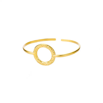 Classic Bump Pattern Open Cuff Bracelet – Gold Stainless Steel Bangle for Women Elegant Hand Jewelry Gift Accessory