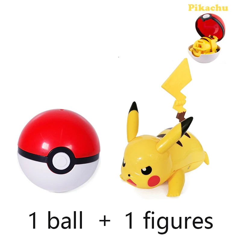 New Pokémon Action Figures – Pikachu, Charizard & Greninja Pocket Monster Poké Ball Deformation Toys for Kids Birthday Gifts