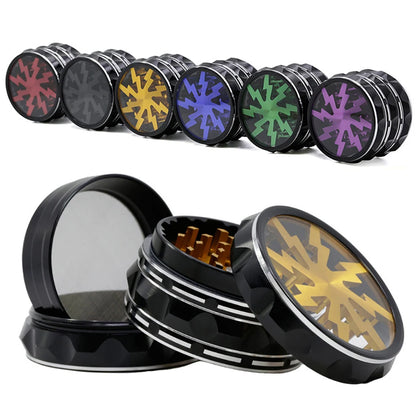 60mm 4-Part Aluminum Herb Grinder – Metal Spice Mill with Transparent Skylight for Tobacco & Smoking Accessories