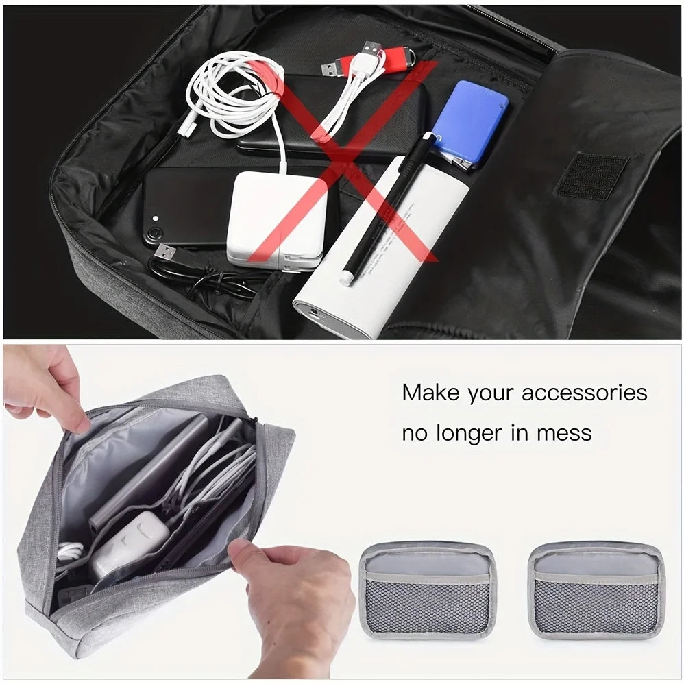 Waterproof Digital Accessories Organizer - Large Capacity Portable Travel Bag for Phone, USB Cables & Tech Gear