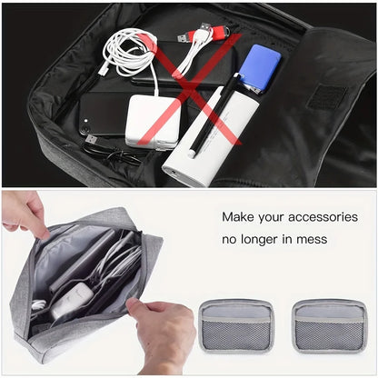 Waterproof Digital Accessories Organizer - Large Capacity Portable Travel Bag for Phone, USB Cables & Tech Gear