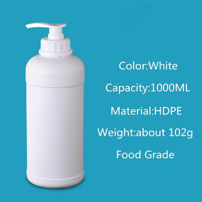 1000mL HDPE Refillable Plastic Bottle with Lid — Food Grade, Leakproof Container for Liquids, Agriculture & Pesticides, 1PCS