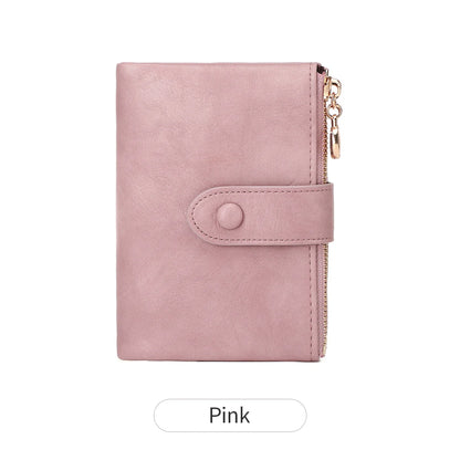 Minimalist Women’s Short Wallet – Large Capacity Triple-Layer Double Zipper Card Holder & Money Bag