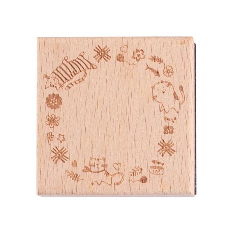 Cute Cat Wood Stamp Calendar – Daily & Monthly Planner Stamps for Journaling, Scrapbooking & DIY Crafts