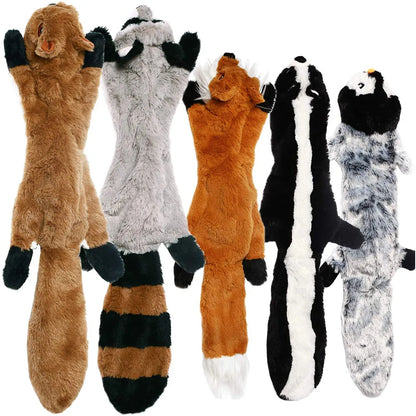 Funny Stuffingless Animal Dog Toy – Durable Plush Squeaky Chew Toy with Crinkle Sound & Squeakers for Pets