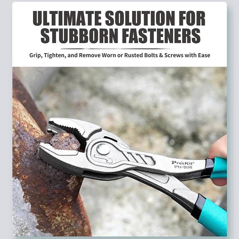 Pro’sKit PN-808 8-Inch Multifunctional Pliers - Adjustable Water Pump, Pipe & Groove Joint Pliers