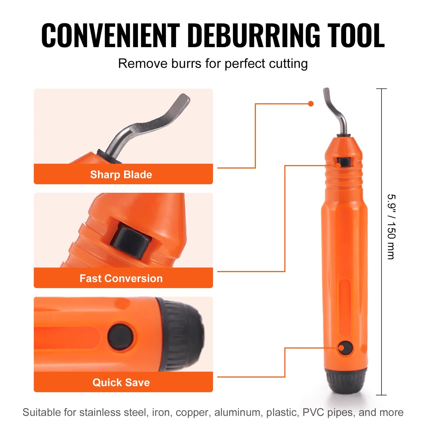 VEVOR 3PCS Heavy Duty Tubing Cutter Set – Mini Pipe Cutter & Deburring Tool for Copper, Aluminum, Steel & Plastic Pipes