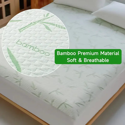 Waterproof Bamboo Mattress Cover — Cooling & Breathable Fitted Sheet, 6–14in Deep Pocket, No Pillowcase