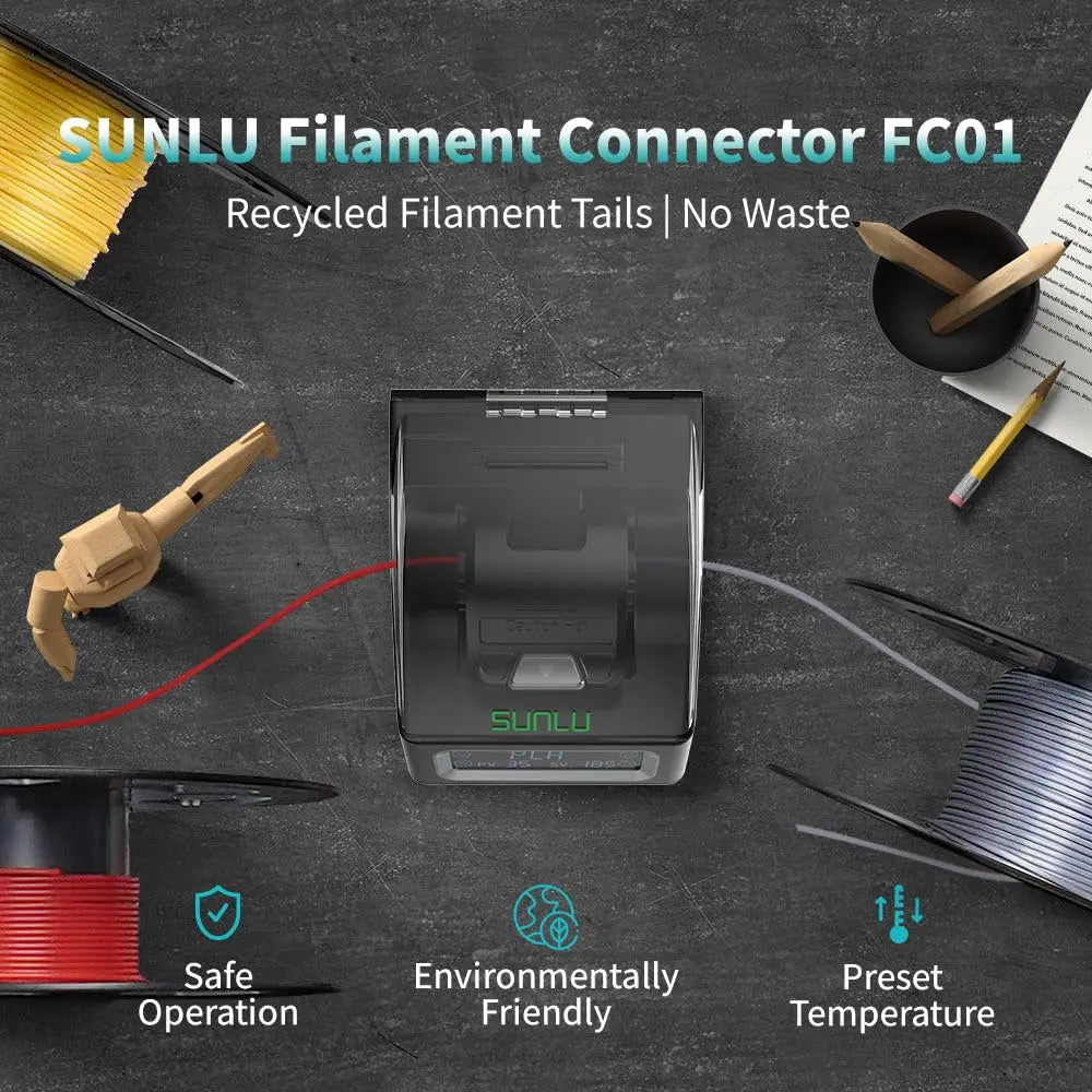 SUNLU 1.75mm Filament Connector – Fast Welding Tool for PLA, PETG, TPU, ABS, Nylon 3D Printer Filament