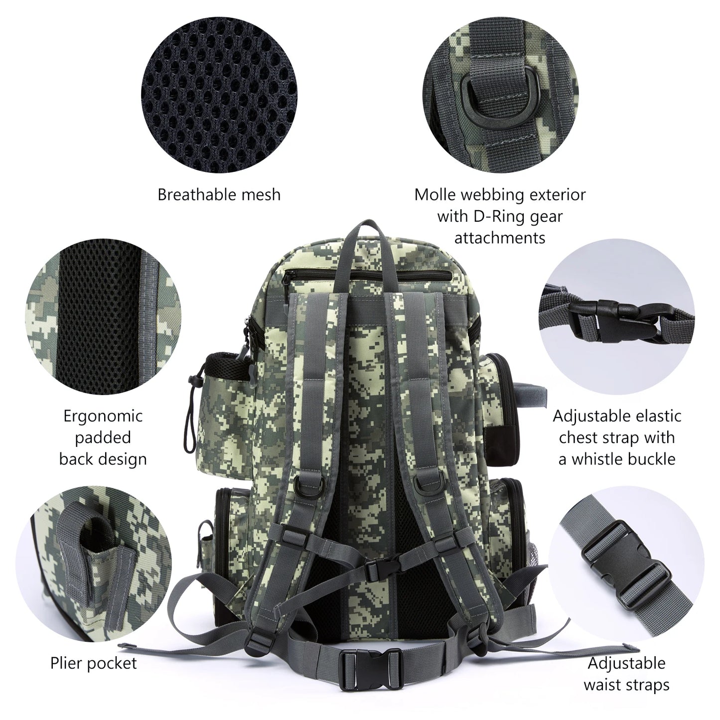 Bassdash Fishing Tackle Backpack – Lightweight Multifunctional Tactical Bag with Tackle Box
