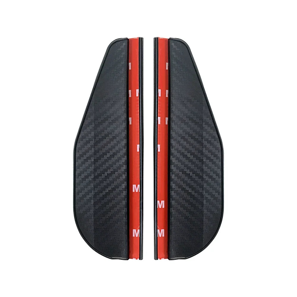 2PCS Carbon Fiber Car Rearview Mirror Rain & Sun Shields – Clear Vision Protector