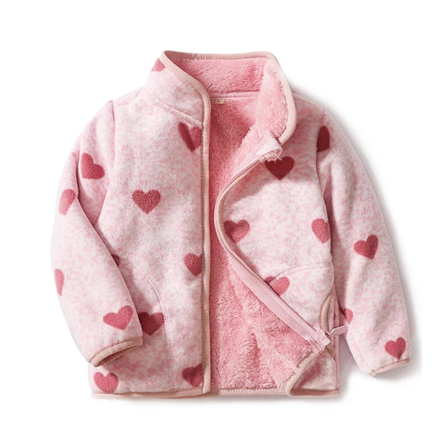 Kids Fleece Windbreaker Jacket - Warm Spring & Autumn Sports Outerwear for Boys & Girls