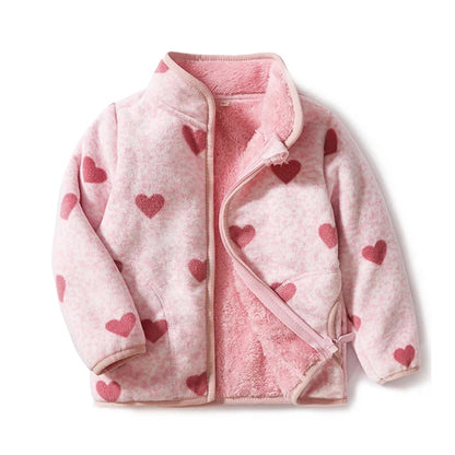 Kids Fleece Windbreaker Jacket - Warm Spring & Autumn Sports Outerwear for Boys & Girls