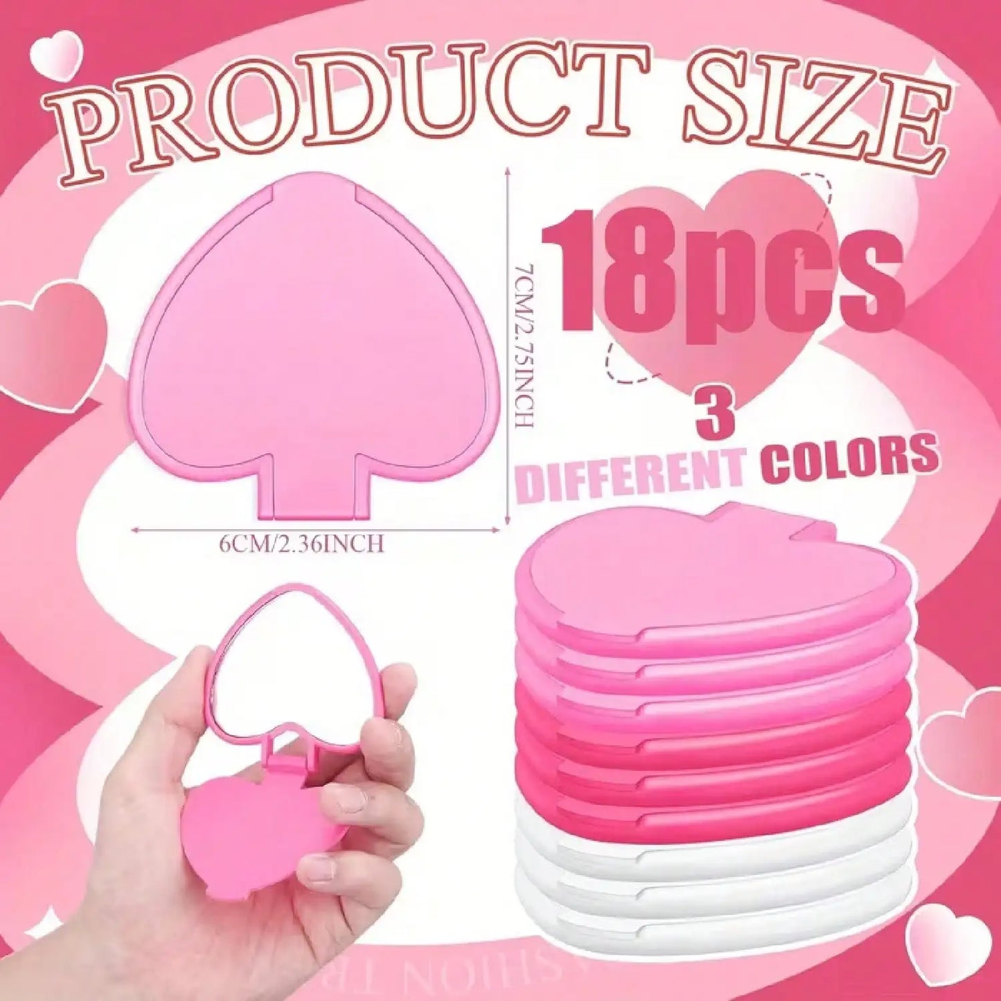 Heart-Shaped Folding Pocket Mirror - Mini Portable Makeup Mirror for Travel & Gifts