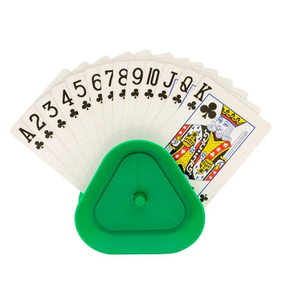 Triangle Poker Holder – Four-Color Desktop Card Stand, Hands-Free Game Holder for Kids & Elderly