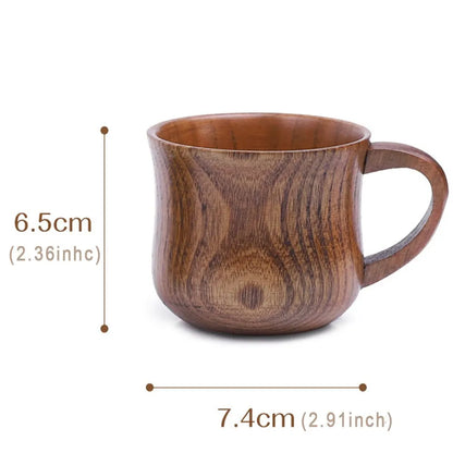 130ml Wooden Cup with Handle: Solid Wood Tea Cup - Sour Jujube Trumpet Cup for Kitchen or Living Room