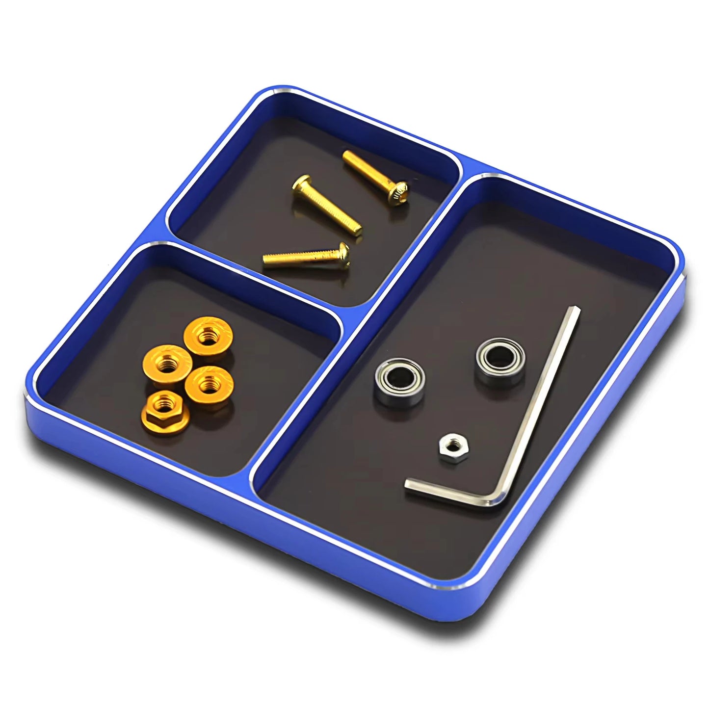 CNC Aluminum Magnetic Screw Tray 98×98×11mm – Nut, Bolt & Gasket Storage Organizer for RC Car, Boat & Airplane Models