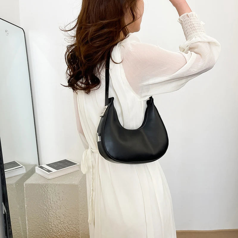 Fashion PU Leather Underarm Bag for Women – Trendy Clutch Handbag, Single Shoulder, Simple Hobo Tote