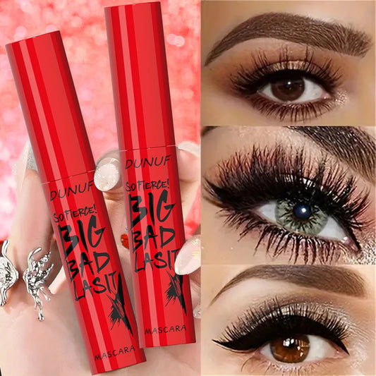 DUNUF Long Lasting Waterproof Mascara - Curling, Thickening & Smudge-Proof Eyelash Makeup for Beginners