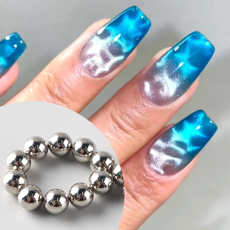 Ocean Wave Cat Eye Nail Magnetic Beads - Shiny Flower Marble Water Ripple Effect DIY Manicure Tools 10/20PCS