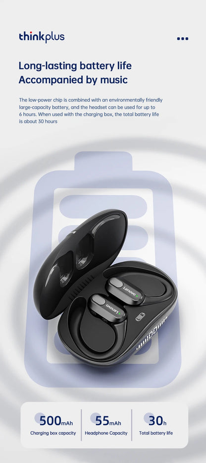 Lenovo XT80 Sports Wireless Earphones — TWS Bluetooth 5.3, HiFi Stereo, LED Power Display, Built-in Mic Headphones