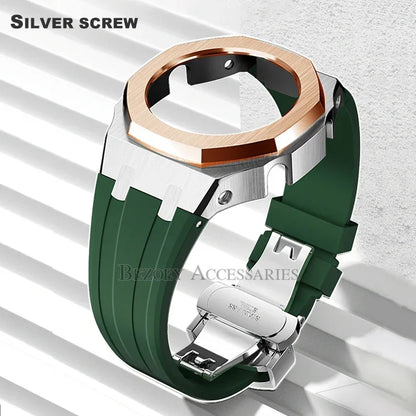 GEN4 Casioak GA2100 Mod Kit – Stainless Steel Case, Bezel, and Rubber Strap Replacement for G-SHOCK GA2100/GA2110