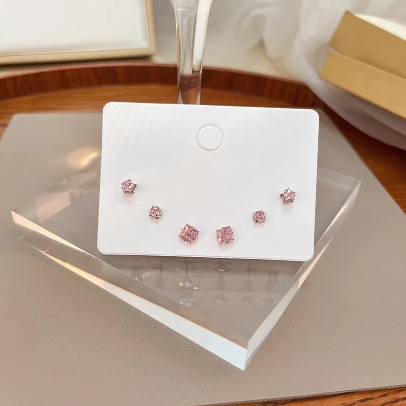 New S925 Silver Needle Stud Earrings Set – Simple & Cute Mini Earrings for Women & Girls, Exquisite Jewelry Gift