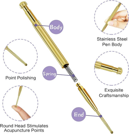 Facial Reflexology Massage Tool – Retractable Acupuncture Pen with Double-Headed Spring for Ear & Face Care