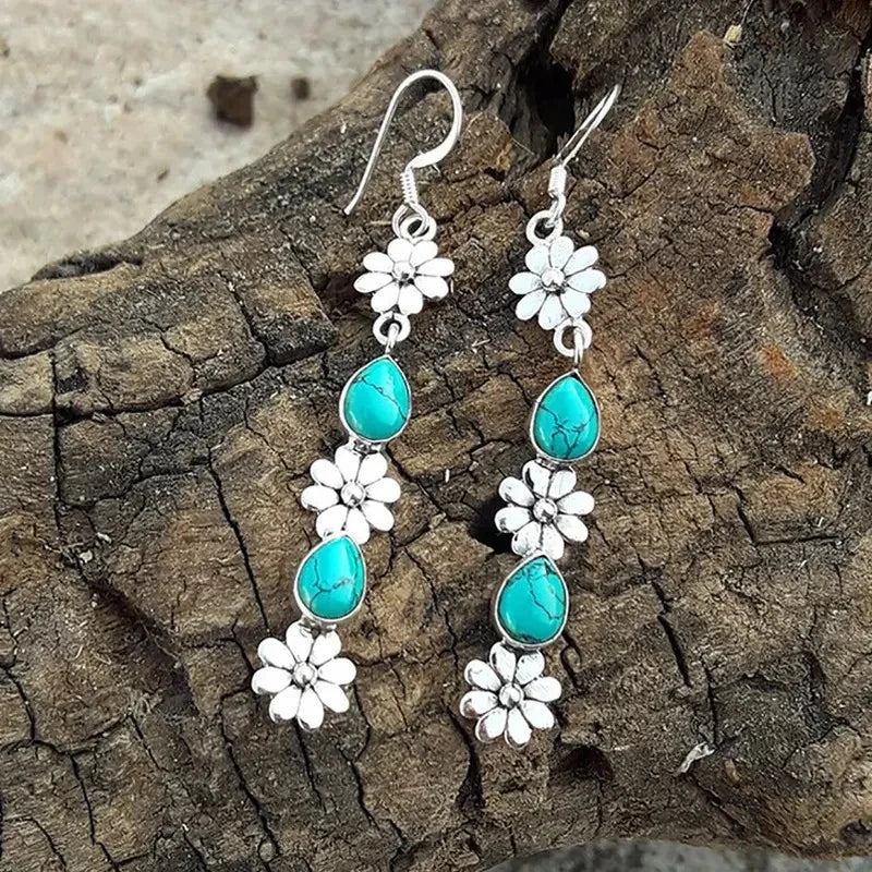 Chrysanthemum Pendant Earrings - Colorful Retro Long Drop Jewelry Gifts for Women and Girls