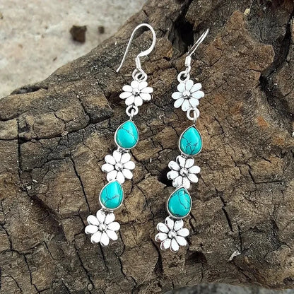 Chrysanthemum Pendant Earrings - Colorful Retro Long Drop Jewelry Gifts for Women and Girls