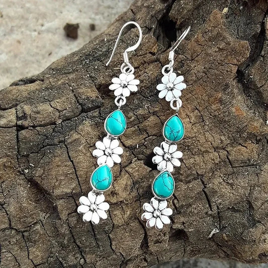 Chrysanthemum Pendant Earrings - Colorful Retro Long Drop Jewelry Gifts for Women and Girls