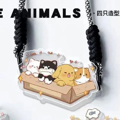 Cute Cartoon Cat & Dog Phone Lanyard – Adjustable Crossbody Shoulder Strap, Back Clip Hanging for Universal Mobile Phones