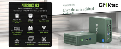GMKtec G3 Mini PC – Intel Alder Lake N100, Windows 11 Pro, 8/16GB RAM, 256/512GB SSD, WiFi 6 & BT5.2 Desktop Computer