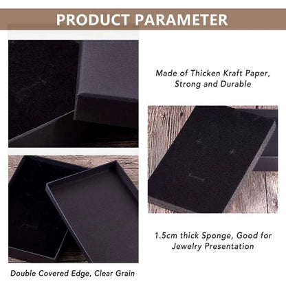 6-Pack Black Necklace Gift Boxes — 7.8x5x1.2" Kraft Cardboard Jewelry Boxes with Sponge for Necklace & Earrings, Mother’s Day Gift