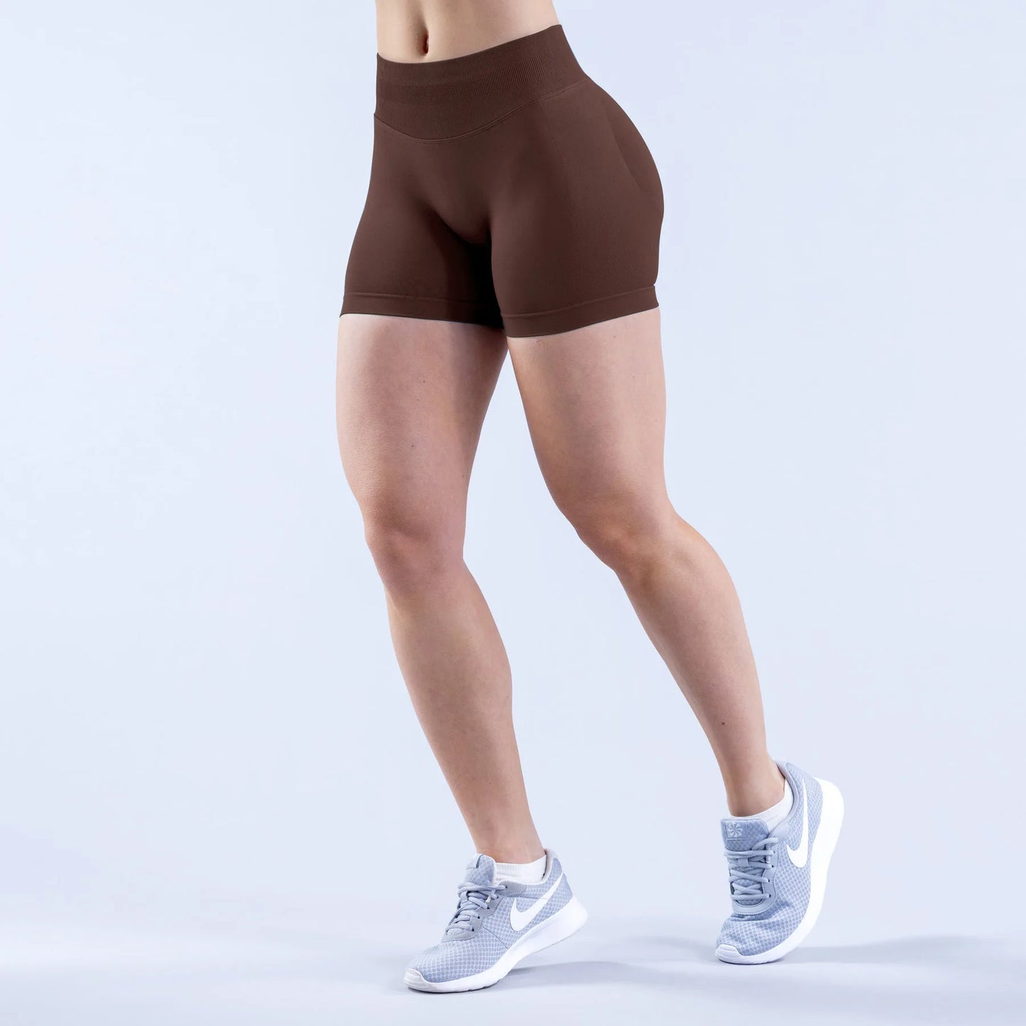 Women's Fitness Sports Leggings – Seamless Low Rise Three-Part Pleated Yoga Shorts for Gym & Workout