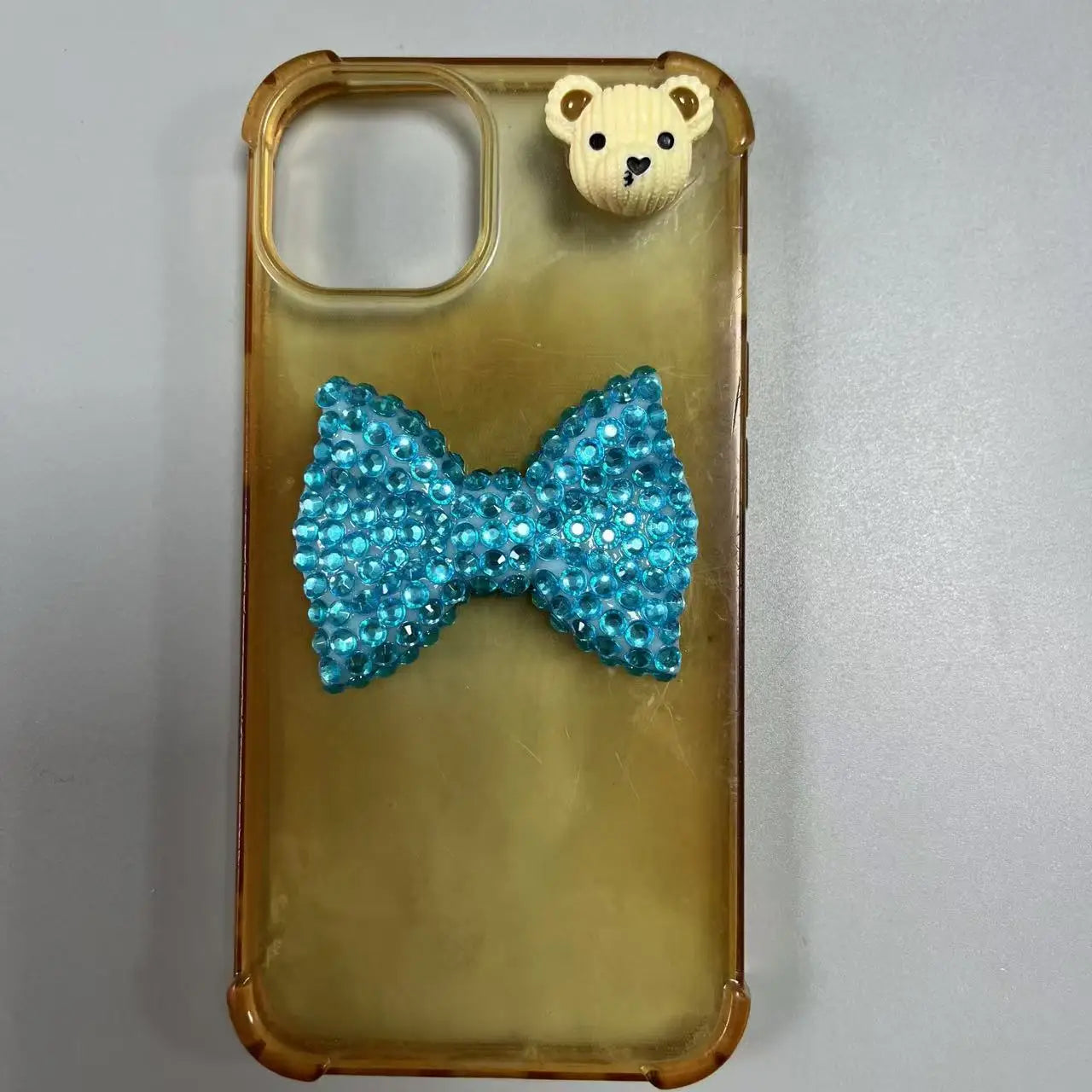 2Pcs Metal Full Diamond Bow Heart Mirror Handbag & Parfum Bottle Phone Case Decoration – Flat Back DIY Craft Accessories