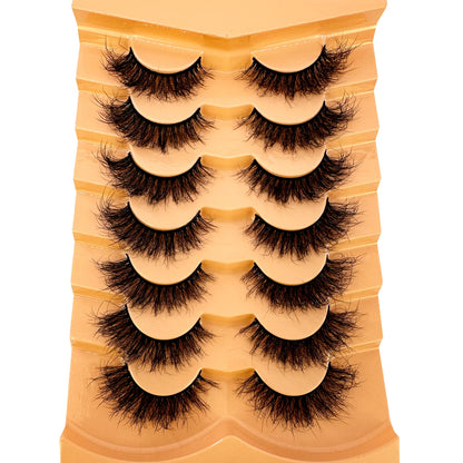 7 Pairs 3D Mink Fur False Eyelashes – Thick Short Dramatic Natural Look Makeup Lashes Wholesale