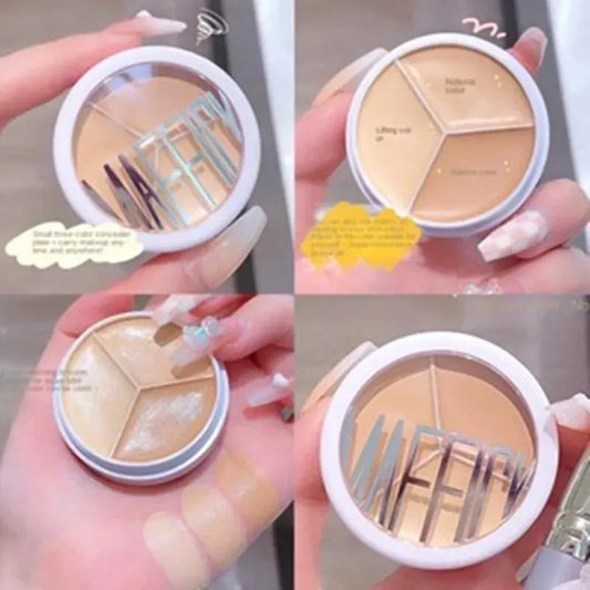 3-Color Concealer Palette - Professional Face Makeup Corrector for Dark Circles, Blemishes & Skin Tone Coverage