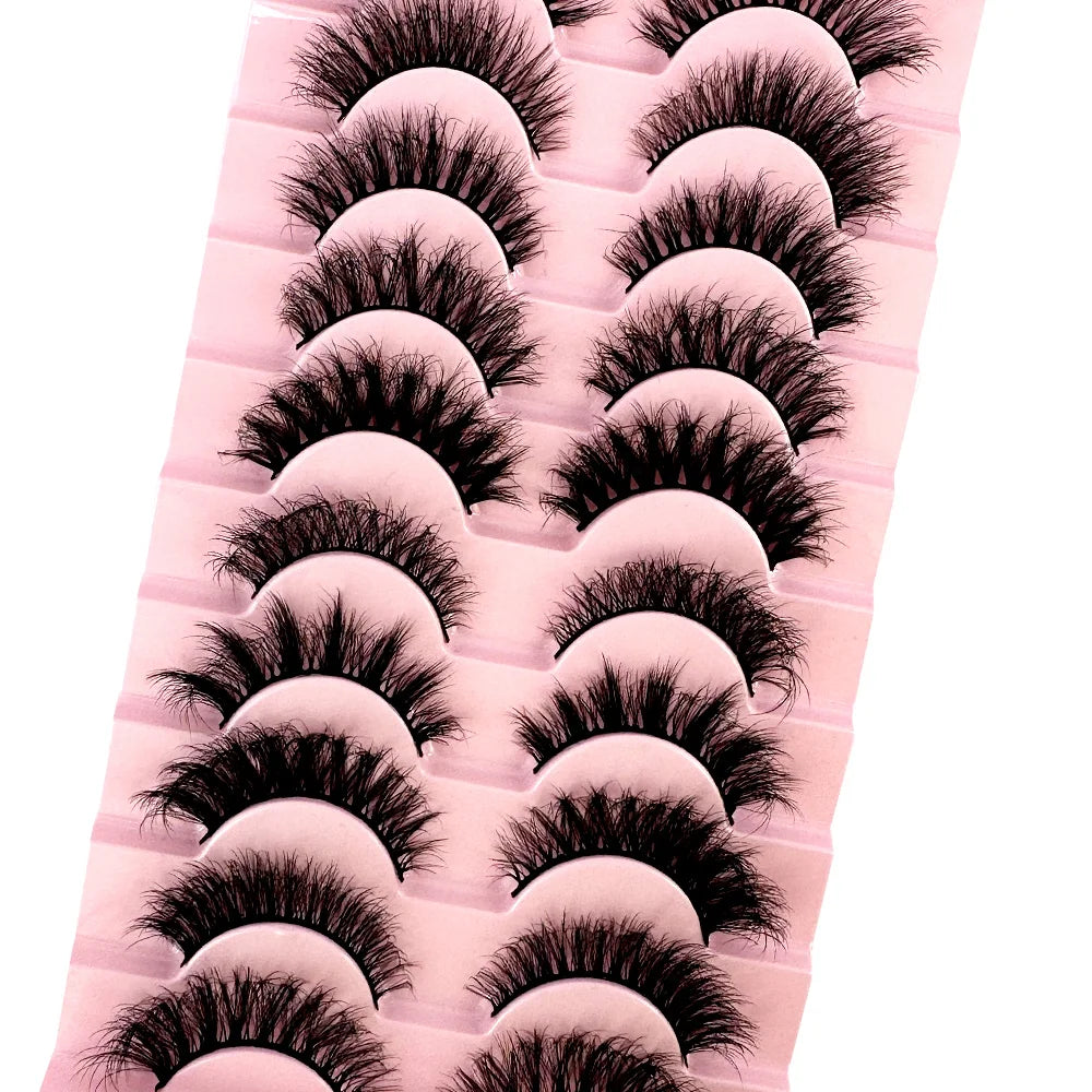 10 Pairs 3D Mink False Eyelashes – Natural Long & Short Fake Lashes Makeup Kit (38 Styles)