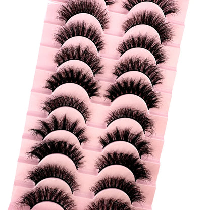 10 Pairs 3D Mink False Eyelashes – Natural Long & Short Fake Lashes Makeup Kit (38 Styles)