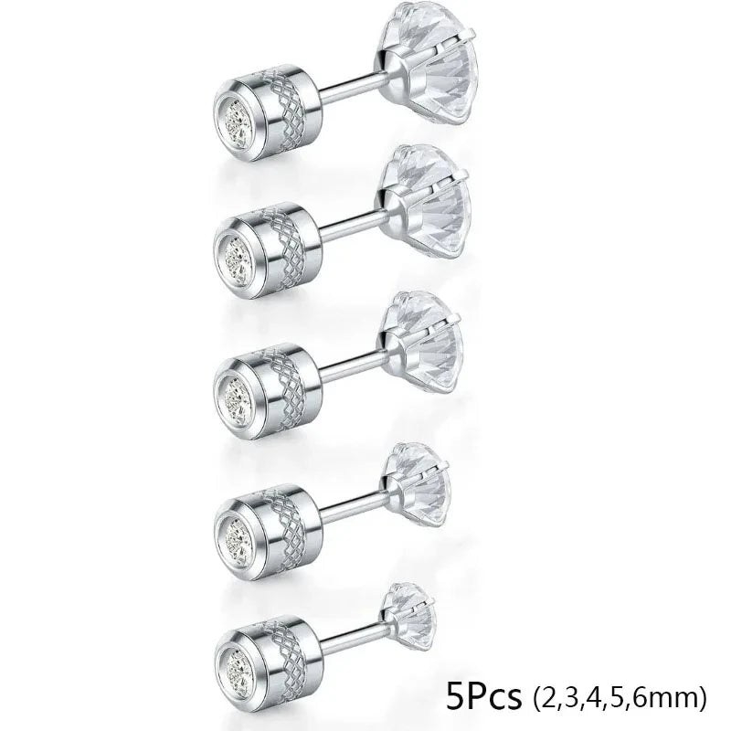 20G Titanium Stud Earrings – Hypoallergenic Tiny Cubic Zirconia Screw Back Cartilage & Tragus Piercing Jewelry