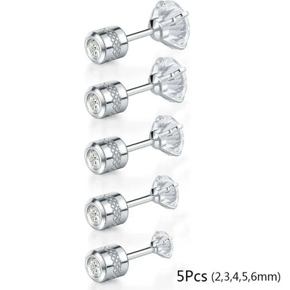 20G Titanium Stud Earrings – Hypoallergenic Tiny Cubic Zirconia Screw Back Cartilage & Tragus Piercing Jewelry