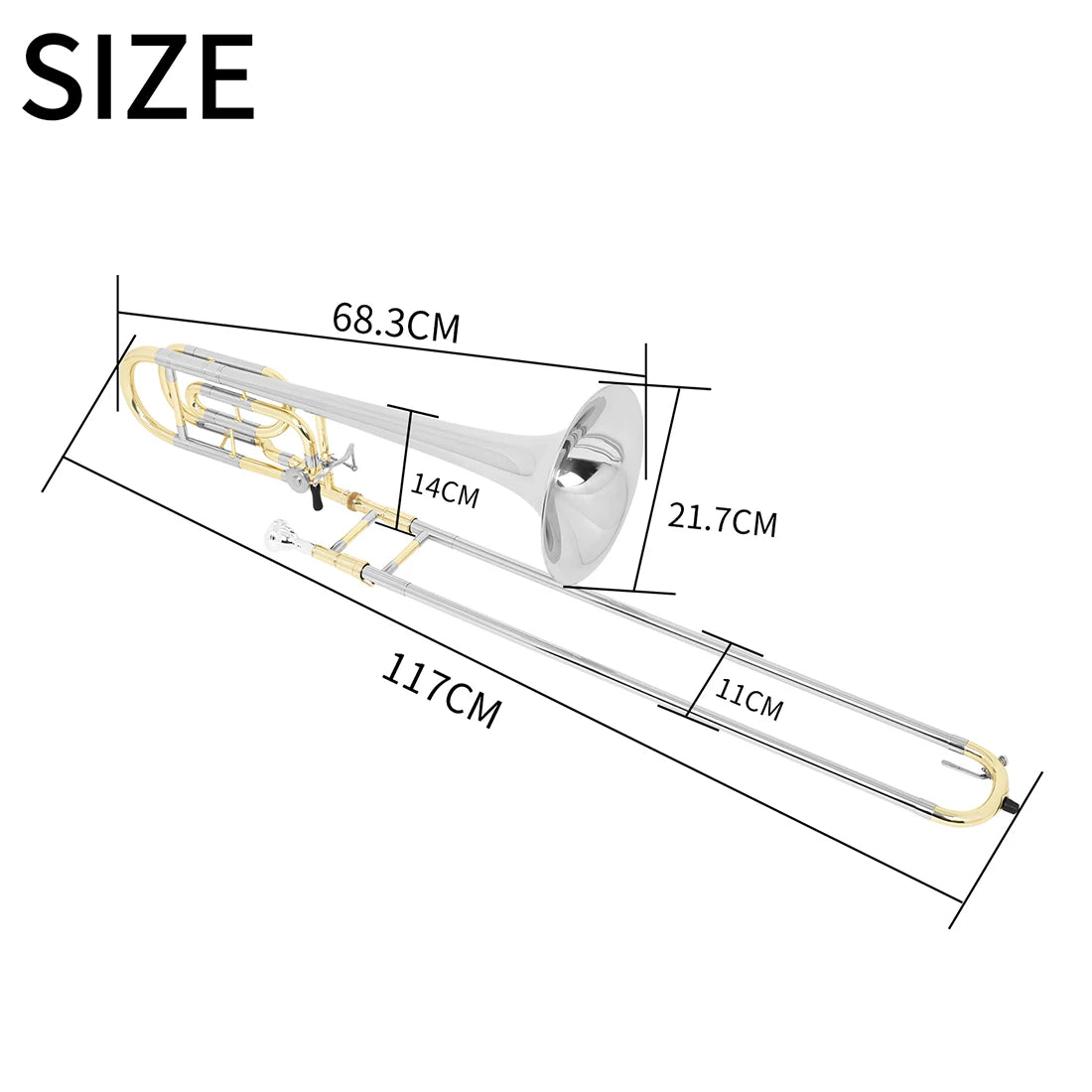 SLADE Bb Trombone Brass Wind Instrument - Tenor Alto Trombone with Cupronickel Mouthpiece & Accessories