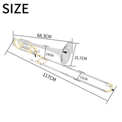 SLADE Bb Trombone Brass Wind Instrument - Tenor Alto Trombone with Cupronickel Mouthpiece & Accessories