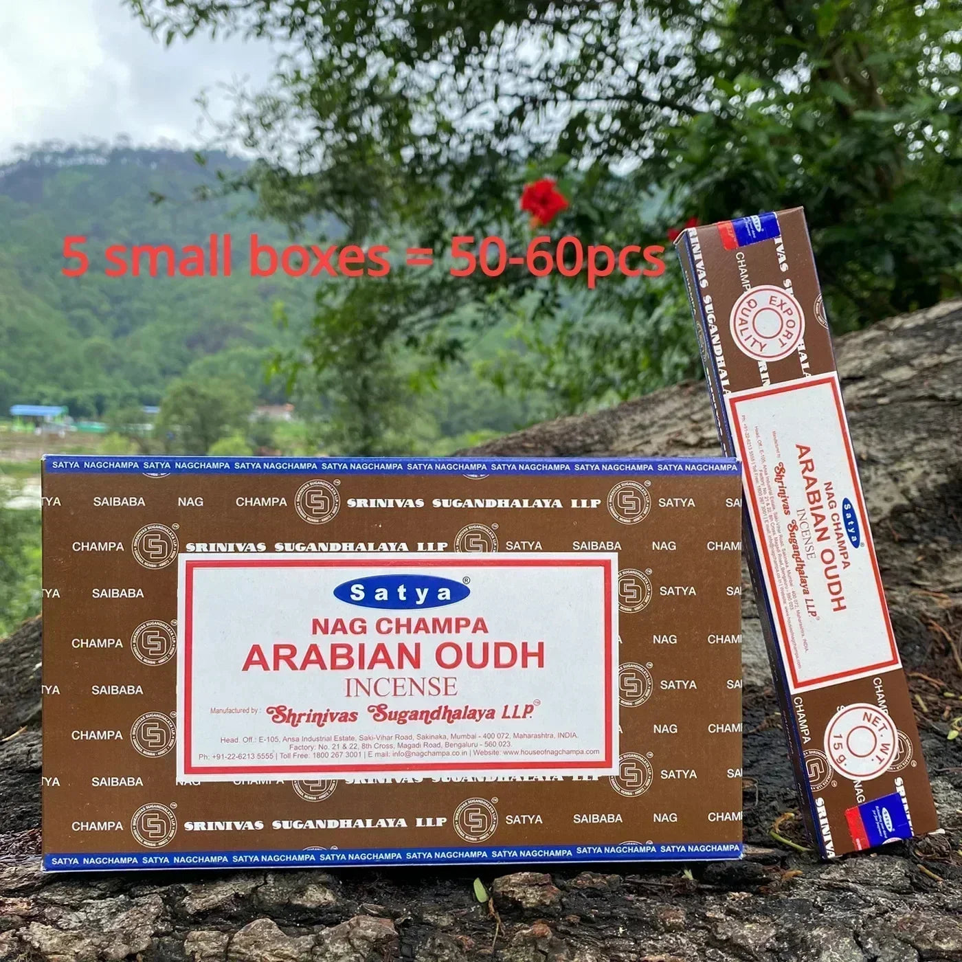 5BOX NAG Champa Indian Incense Set – Satya Handmade Sticks with 6 Aromatic Scents for Home & Meditation