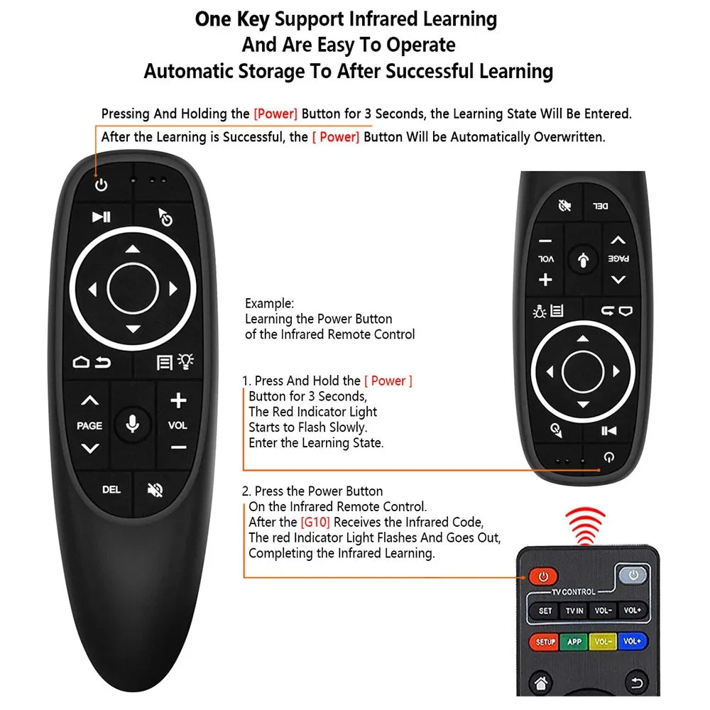 MRSVI G10S PRO 2.4G Wireless Voice Remote – Air Mouse with Backlit, IR Learning & Gyroscope for Android TV Box Control