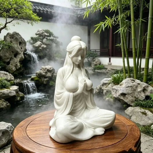 Meditation Zen Female Figurine - 3D Printed Cross-Legged Desktop Ornament for Tea Rooms & Home Decor